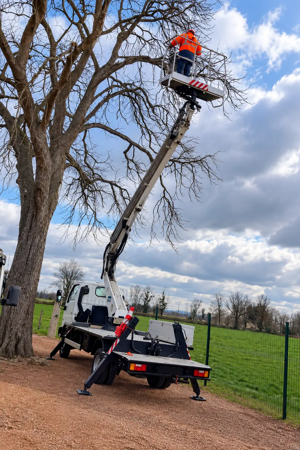 Élagueur grimpeur taillant un arbre en Haute-Savoie